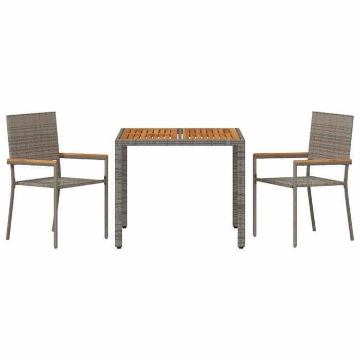 Σετ τραπεζιών και καρεκλών κήπου STAR SALE® (3 τεμ.) - Ανθεκτικό στην υπεριώδη ακτινοβολία - Γκρι πολυεστέρας 90x90x75 cm T81