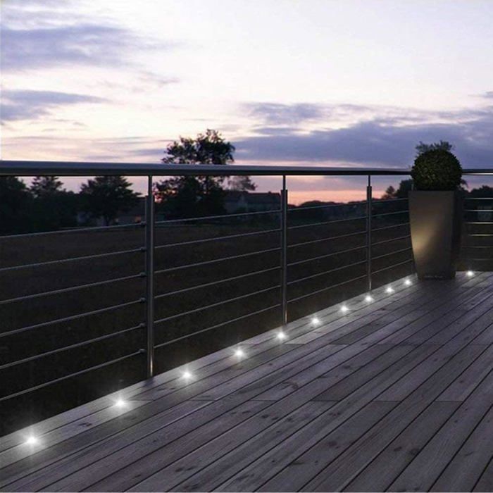 Lot de 16 Spots LED Encastrable pour Terrasse Bois, Etanche IP67, Spots à Encastrer Extérieur, 0,6W DC12V, Lumière Blanc
