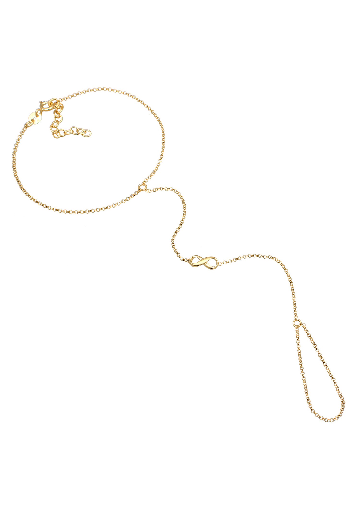 Elli Femmes chaîne à main symbole l'infini en argent sterling 925 plaqué or