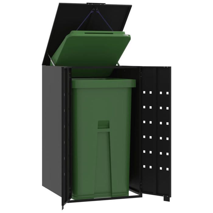 Tapa para contenedor/unidad de almacenamiento con ruedas para contenedores - VIDAXL - para un solo contenedor, acero negro CC7388884