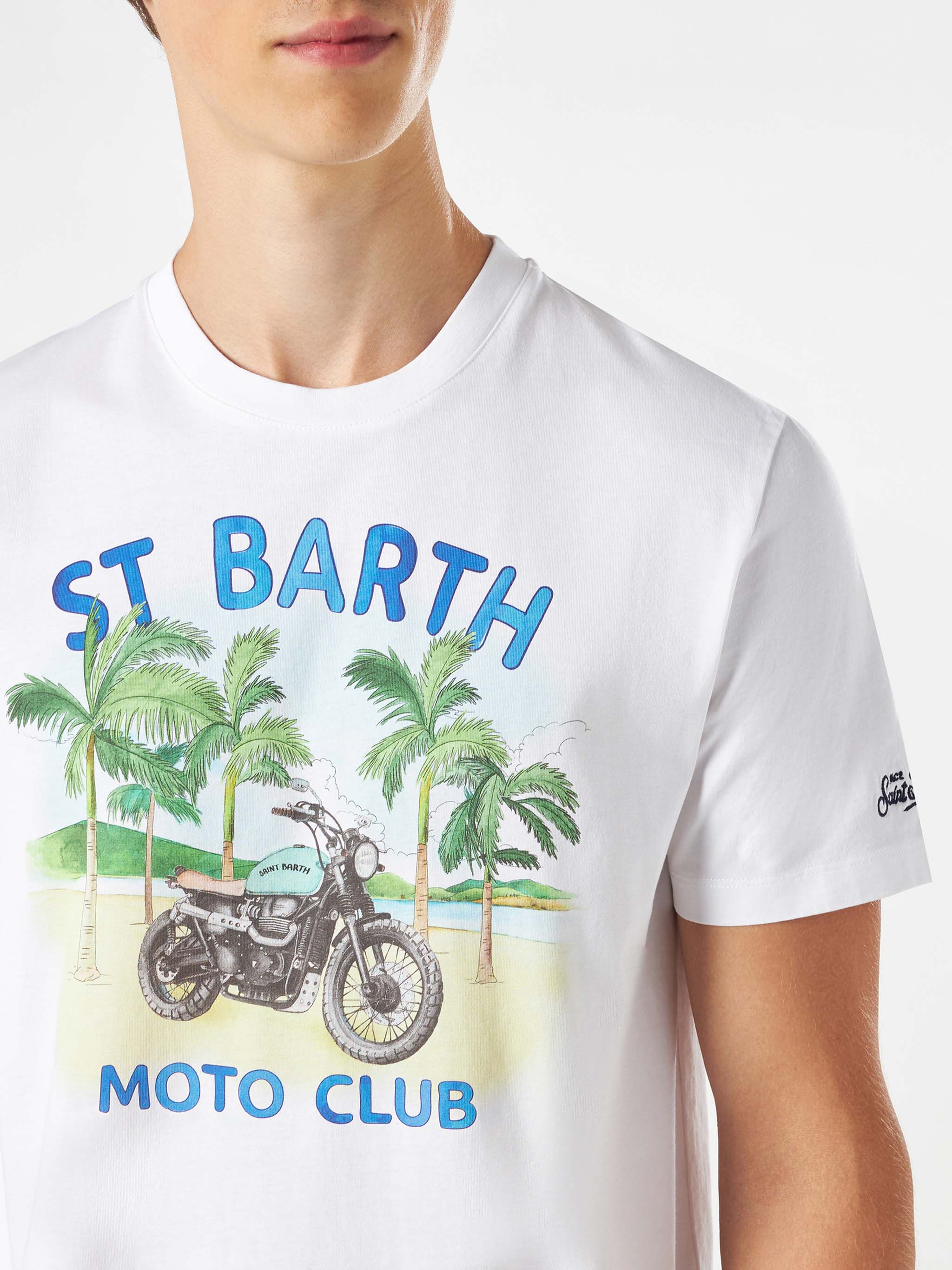 Herren-T-Shirt aus Baumwolle mit Motorradmotiv