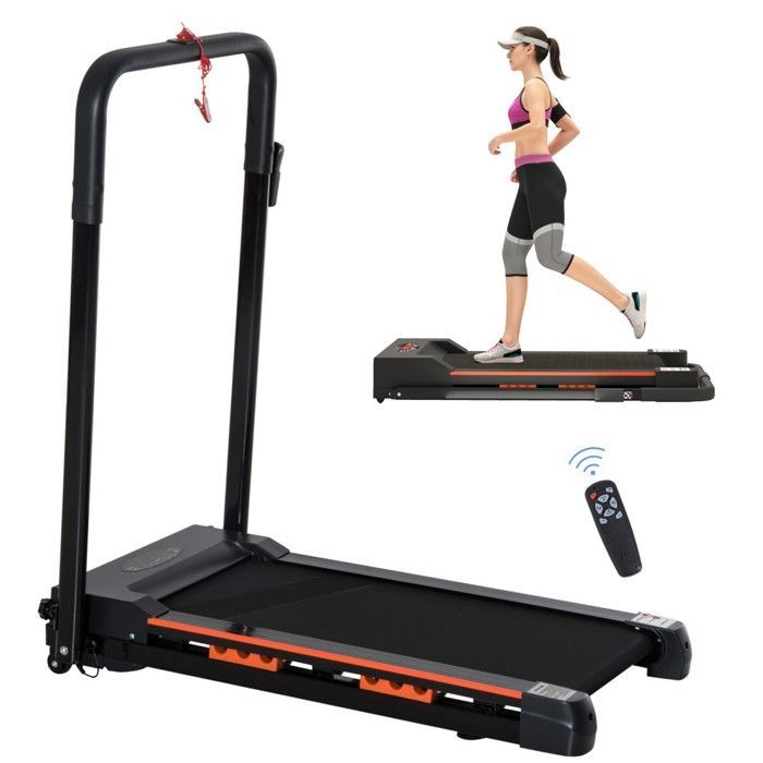 Opvouwbare elektrische loopband - LCD-scherm - Fitnesssnelheid 1-6 km/u - Zwart - Stevig stalen frame - 105x56x108,5 cm - Compact