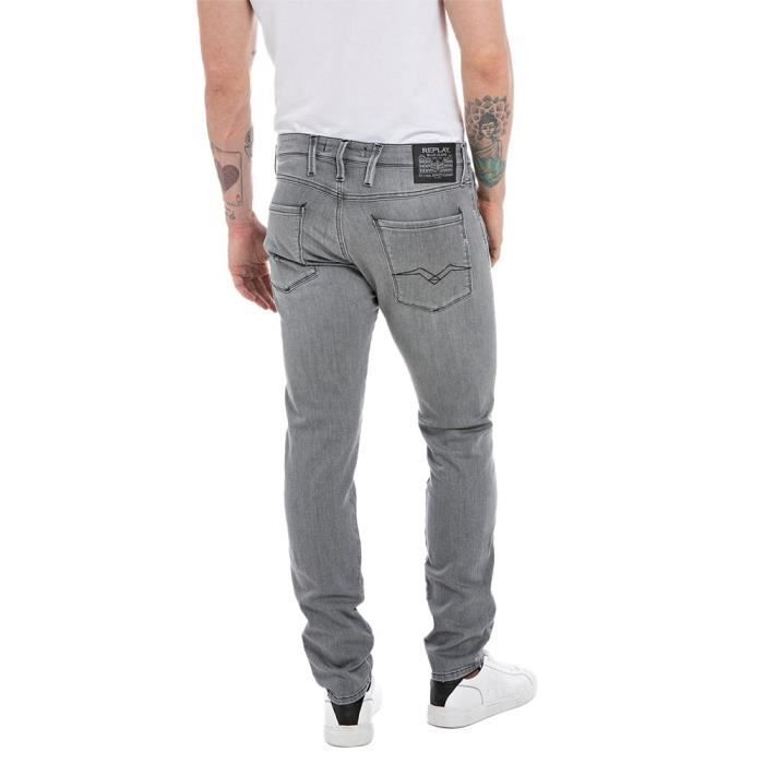 Pantalones vaqueros ajustados para hombre REPLAY - Power Stretch - Gris medio - 34W-32L