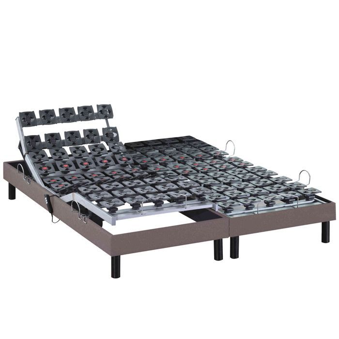 Base de cama eléctrica ajustable con somier de láminas, tela color topo, 2x70x190 - Topo - 5 años de garantía - Someo