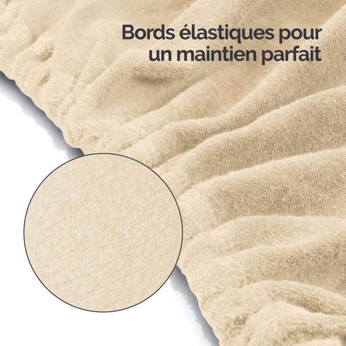 Conjunto completo de capas para maca de massagem - Tecido atoalhado - Bege - Vivezen