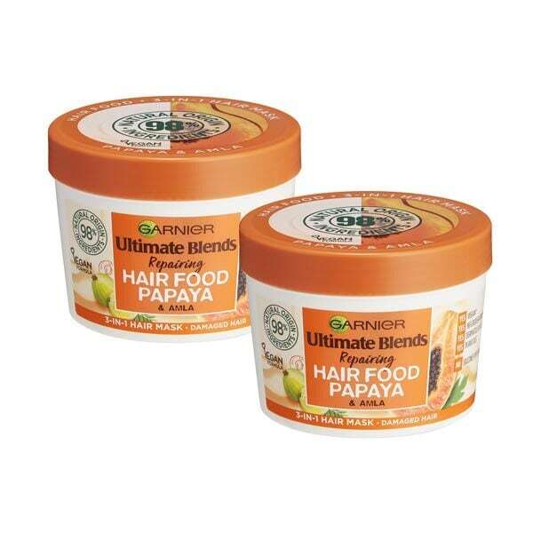 Set di due maschere per capelli Garnier Ultimate Blends Hair Food alla papaya