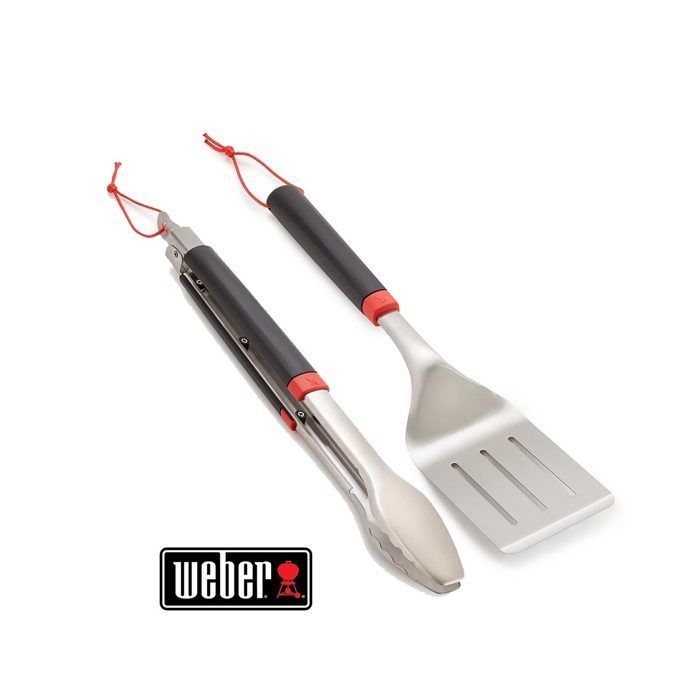 Buen kit de pinzas y espátula para barbacoa Weber