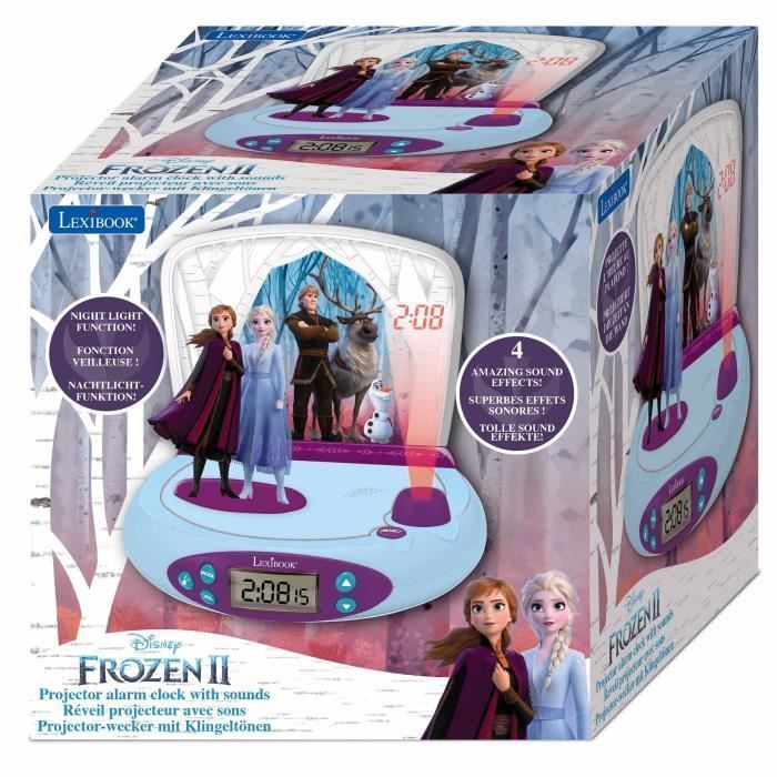 Frozen 2 Projector Alarm Clock - Sound Effects and Built-in Nightlight - LEXIBOOK