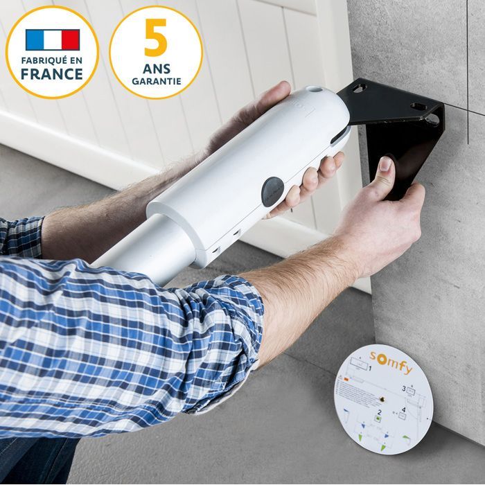 SOMFY 1241525 - Motorisation de portail battant à vérin SGS Essential RTS - Livrée avec 3 télécommandes Keypop, feu orange et