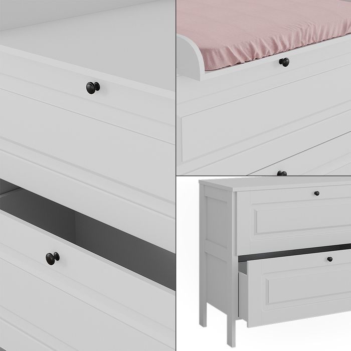 Ajaton Changing Table 108x98cm with 2 Drawers, White, Vitalispa 50177