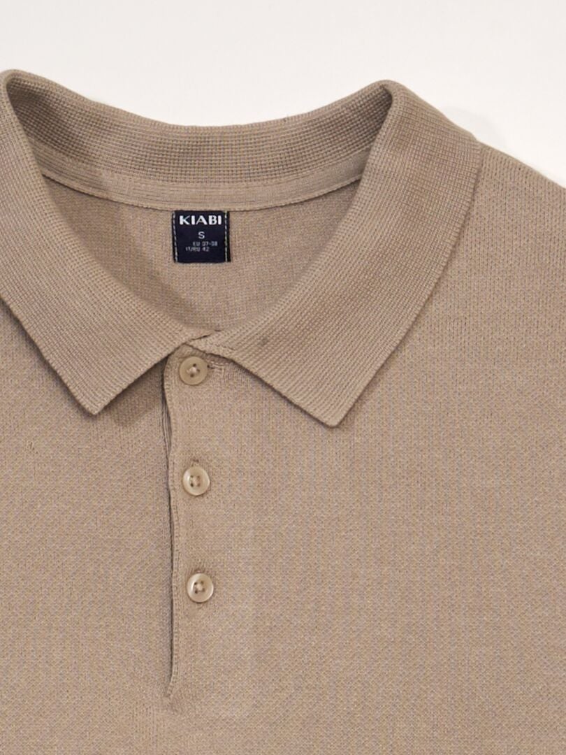 Poloshirt van fleecestof - BEIGE