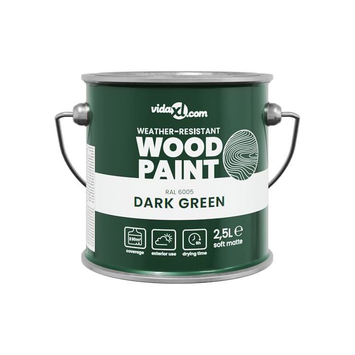 Exterior wood paint - vidaXL - Green - 2.5 l - Water-based formula - Coverage up to 30 m²