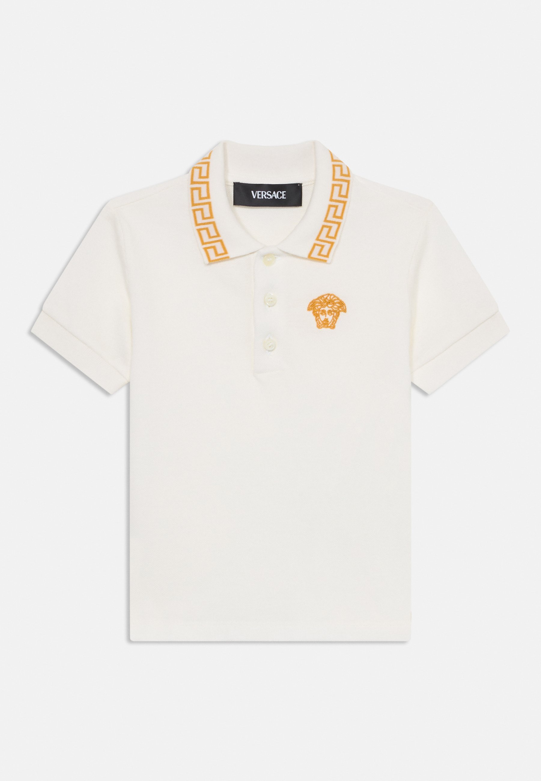 GRECA OUTLINE MEDUSA EMBROIDERY UNISEX - Poloskjorter - white/gullcolouredVersace