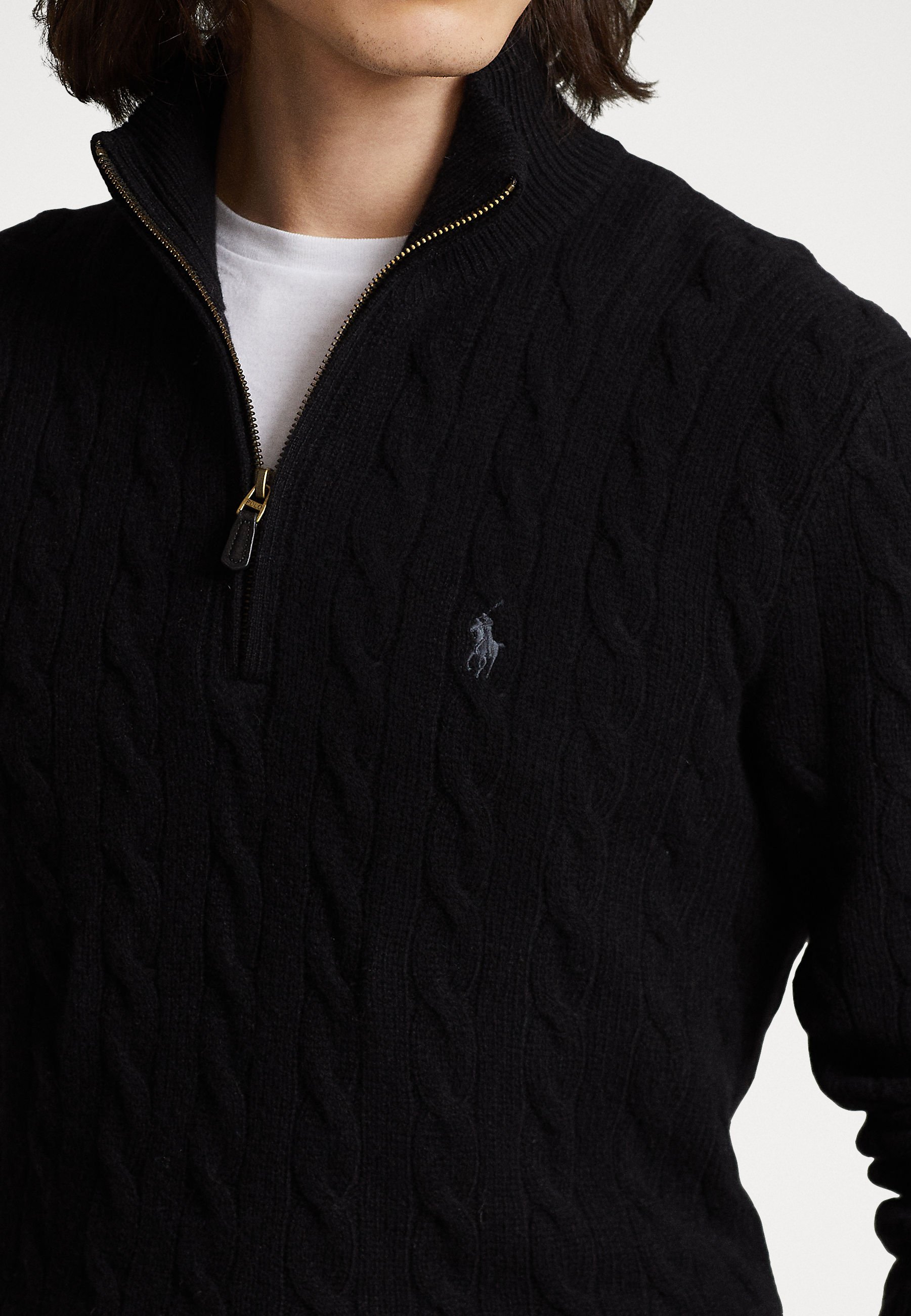 Polo Ralph Lauren kabelgebreide wollen kasjmier trui - Trui - zwart