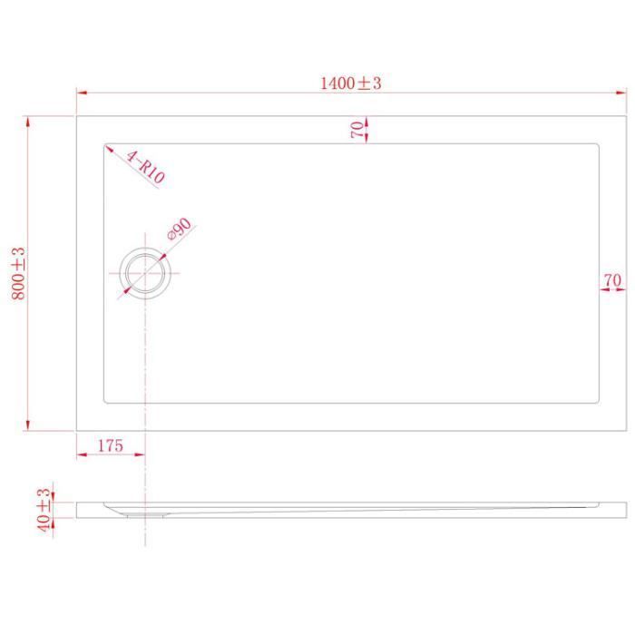 Receveur de douche rectangle acrylique Flower Ultraslim 80x140x4 cm