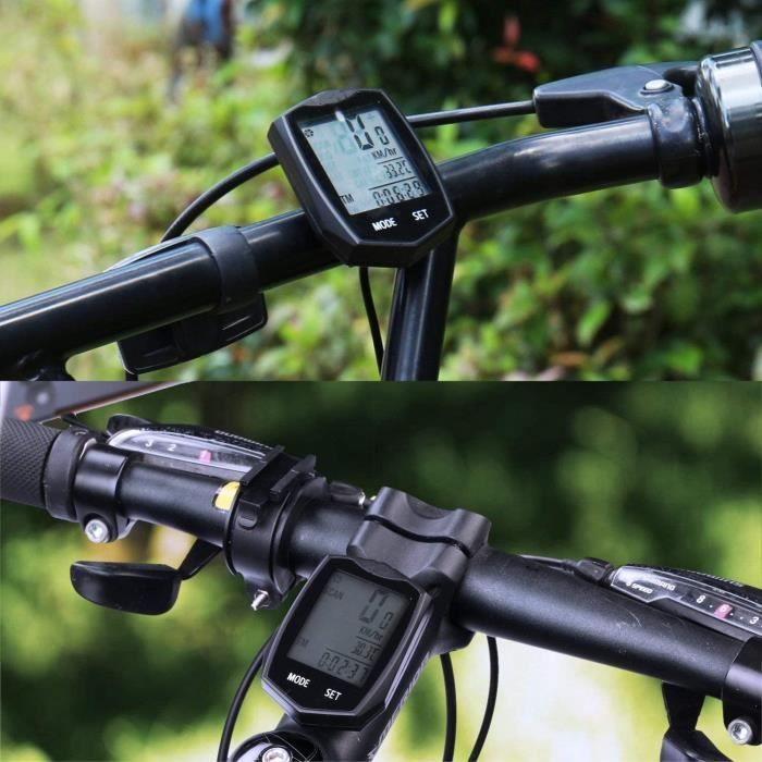 Speedometer, Wireless and Multifunctional Bike Computer with Tracking, Speed, Temperature, etc., LCD Backlight, Multi-Function