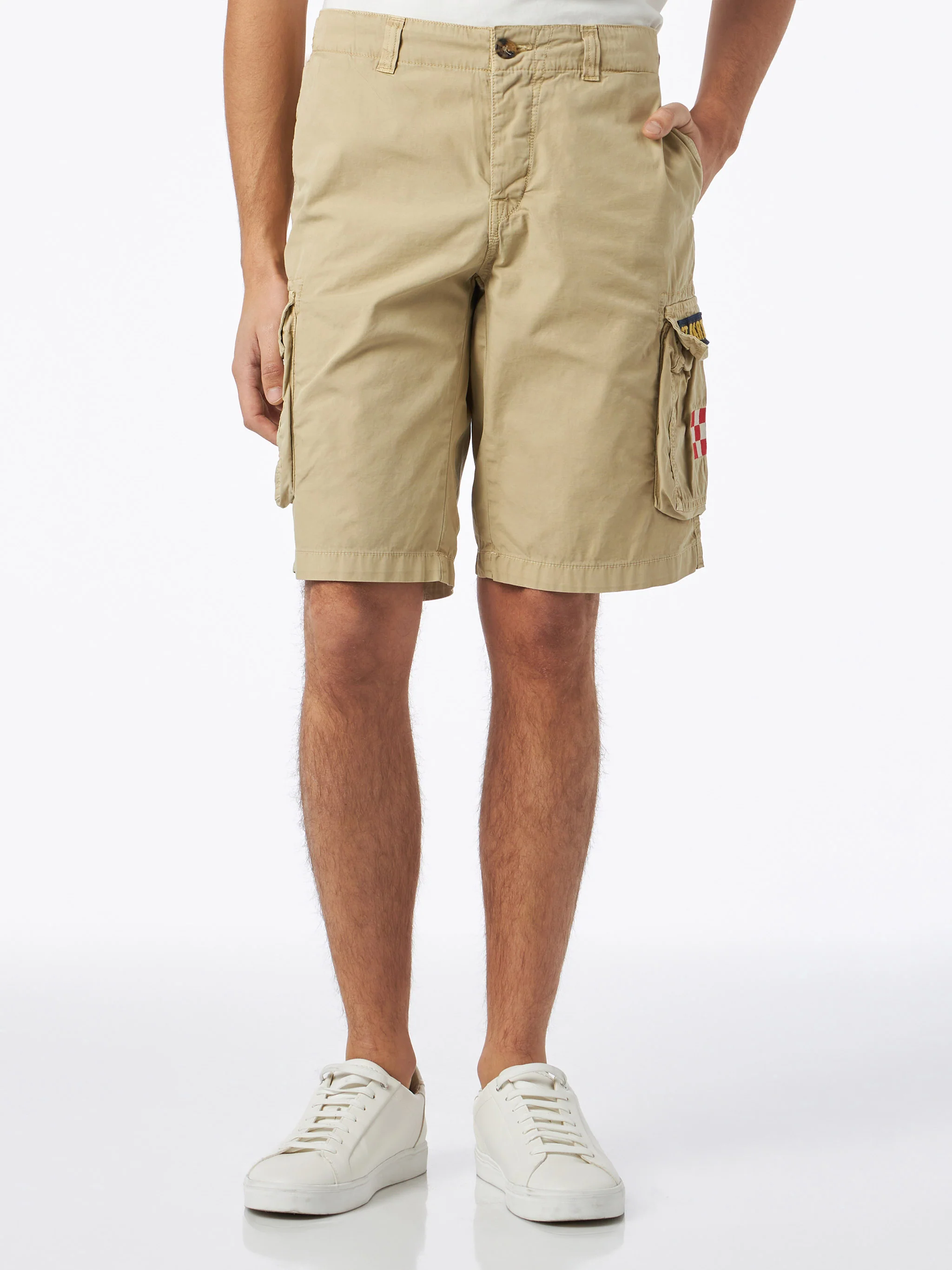 Beige katoenen cargoshorts voor heren