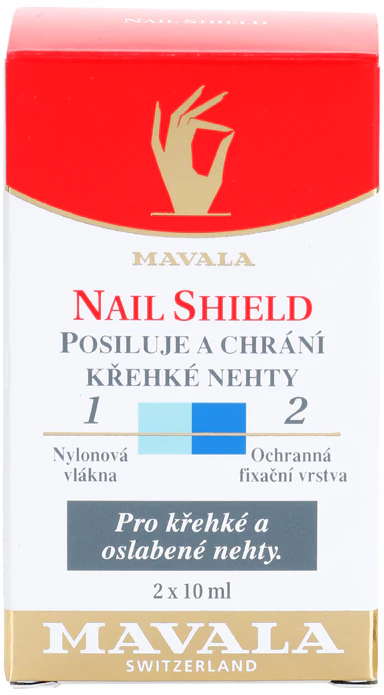Mavala Nail Camouflage Nail Shield, um cuidado bifásico, regenera e fortalece as unhas.