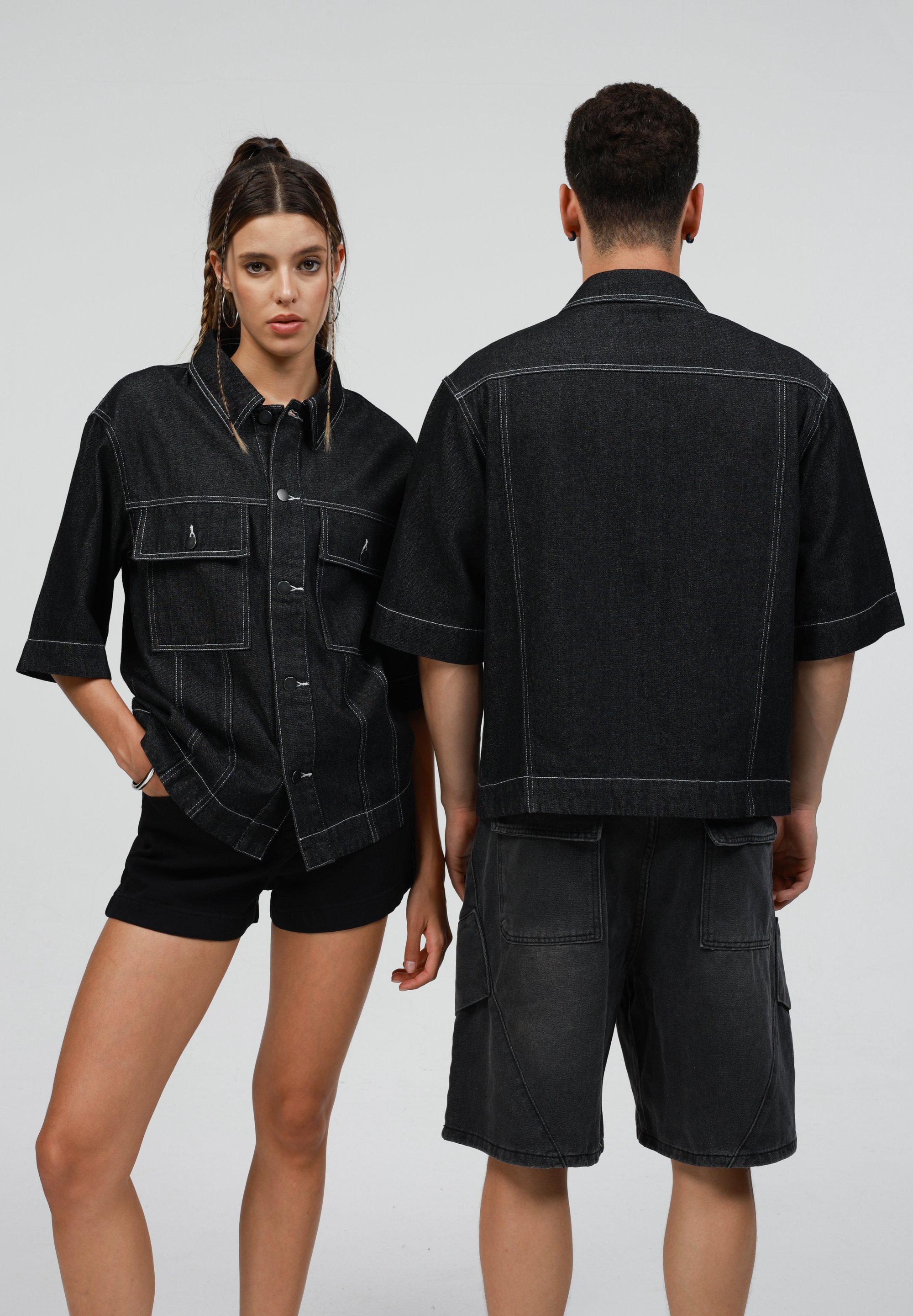 YOURTURN UNISEX DENIM - Shirt - gewassen zwart