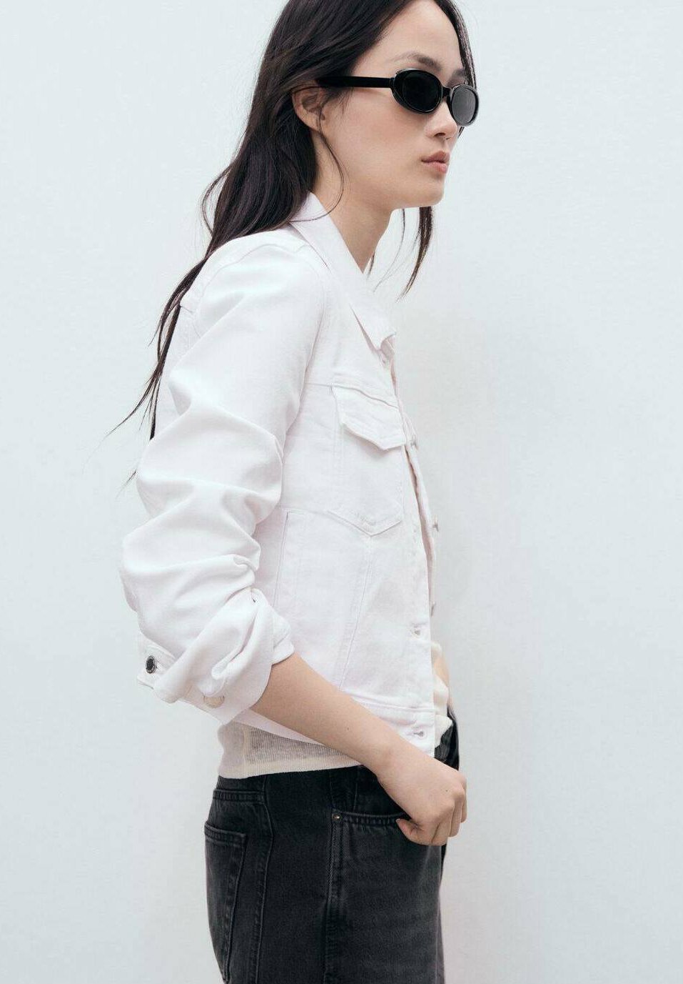 Veste en jean Mango WITH POCKS - blanche
