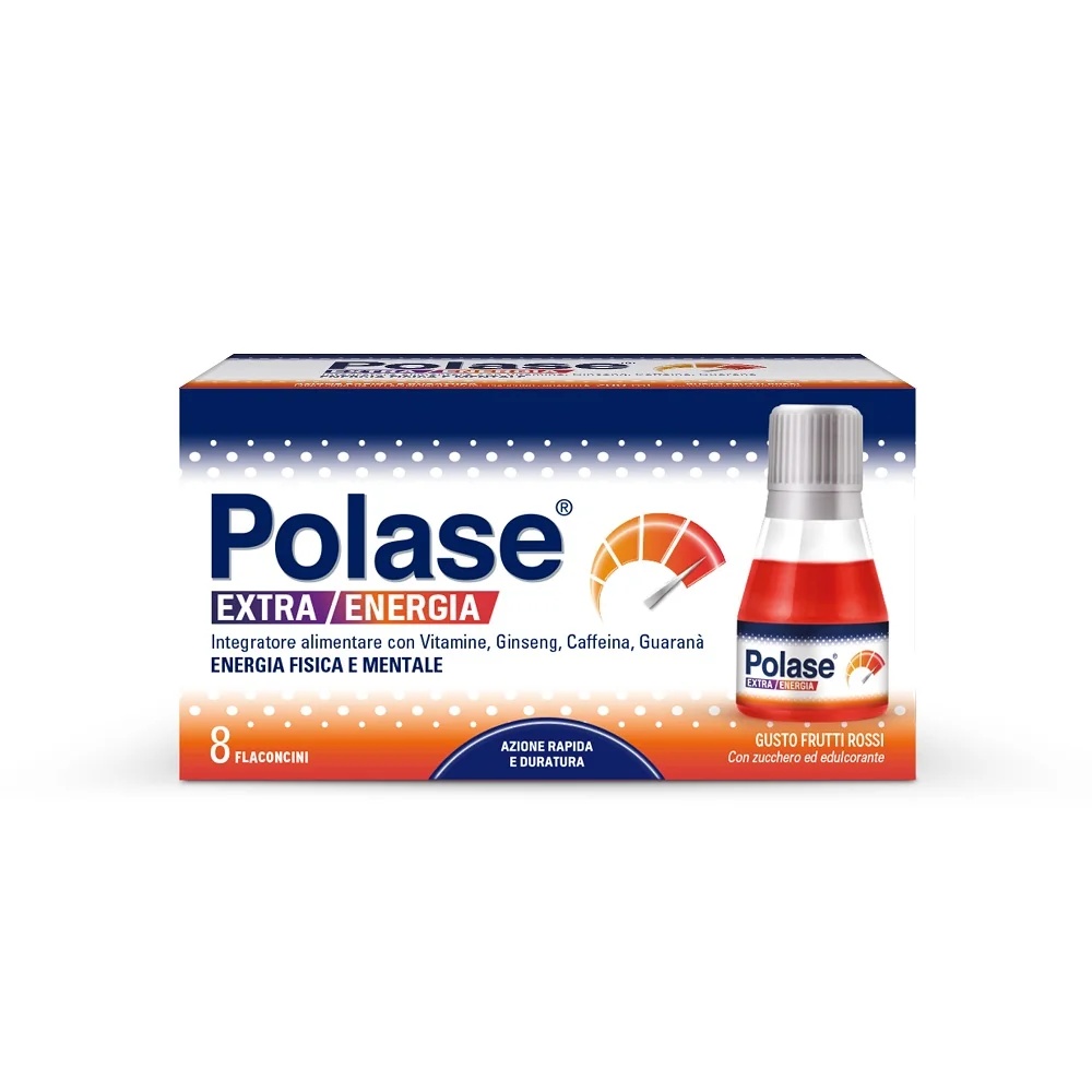 POLASE Polase Extra Energy Tônico energético Suplemento alimentar 8 frascos Sem glúten