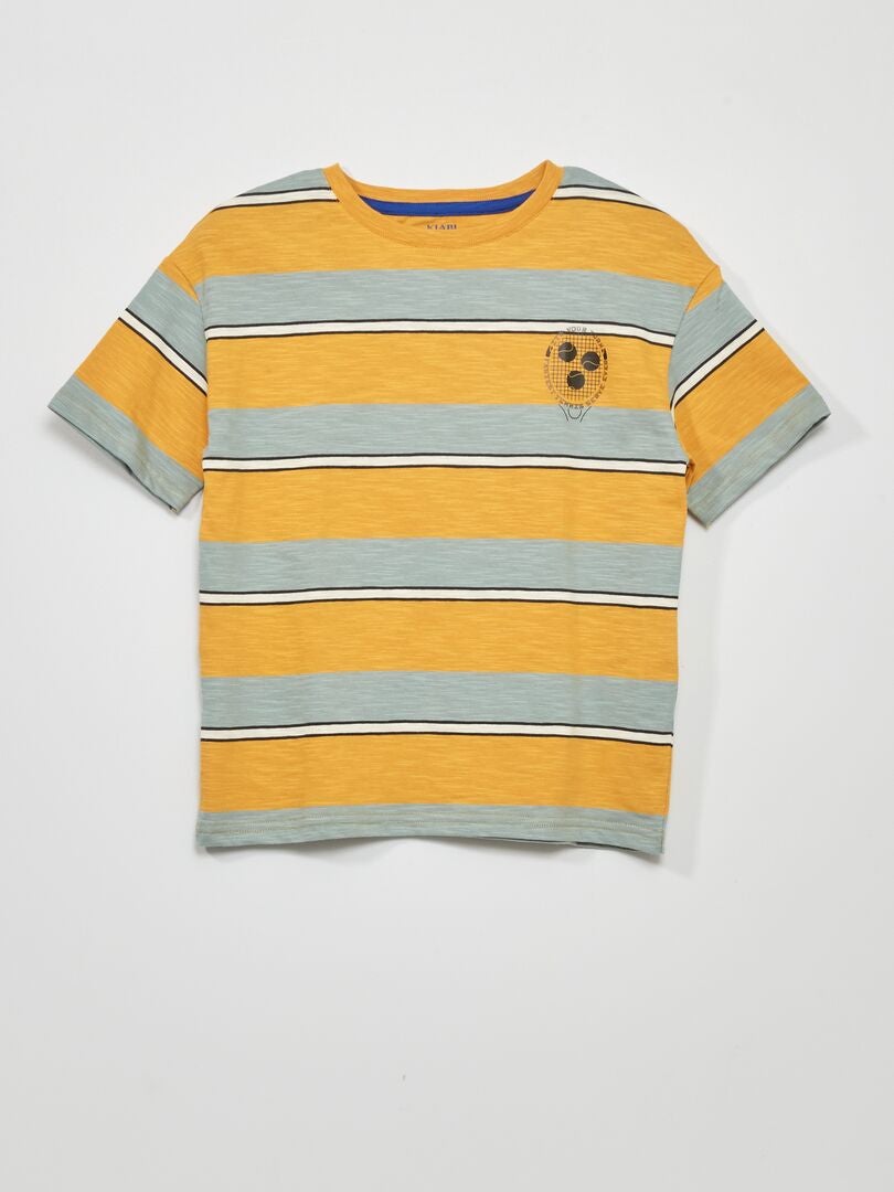 Camiseta listrada de manga curta - AMARELA