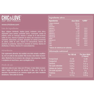 Chic&Love Skin Formula ihonhoitolisä, 20 pulloa.