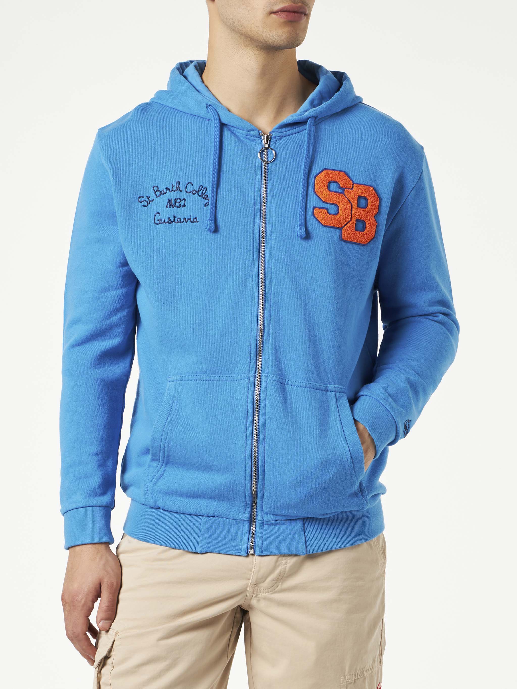 Herensweatshirt van katoen met patches en borduurwerk