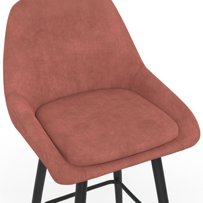 IDMARKET Set of 4 THALYA bar stools in terracotta velvet with half-armrests