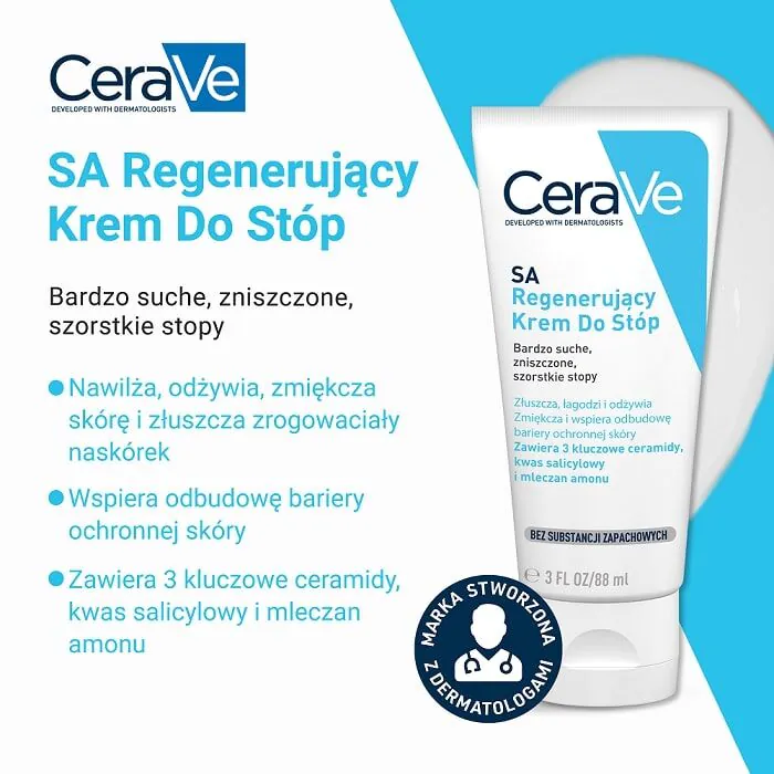 CeraVe SA Regenerujący krem do stóp do skóry bardzo suchej i szorstkiej