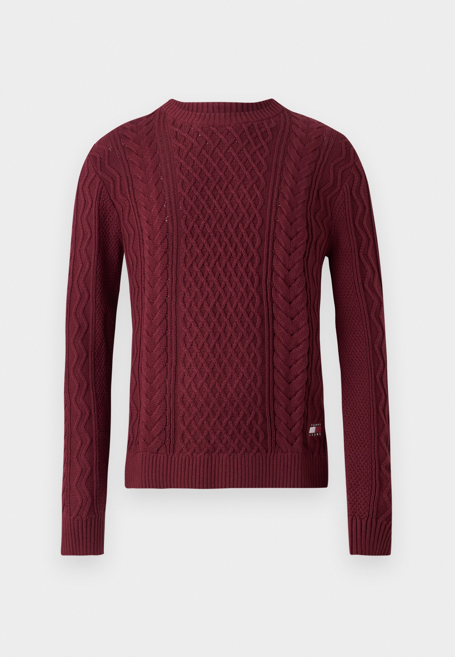 Maglione Tommy Jeans BADGE CABLE KNIT - Maglione - tonalità rosso vino