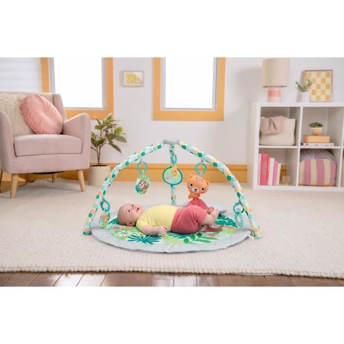 BRIGHT STARTS Tapis d'éveil bébé au sol évolutif pliable- Foret tropicale- arche avec jouets sensoriels et musicaux ,miroir