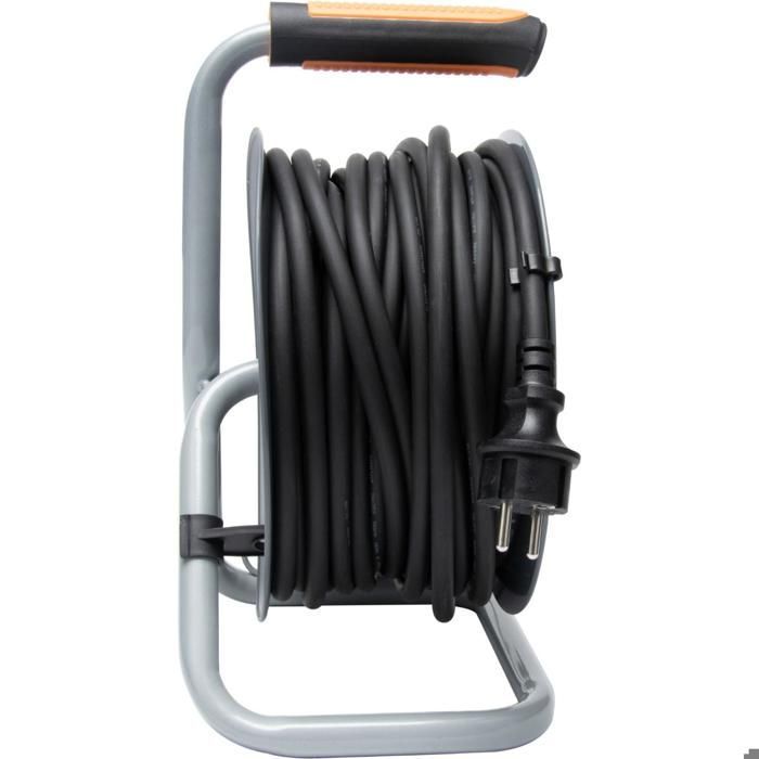 Carrete de cable para obras IP44 con 4 tomas de 16 A, cable 3G1.5mm², 25 m de cable - Naranja - Zenitech