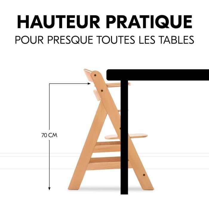 Chaise haute - HAUCK - ALPHA+ - Evolutive - De 6 mois à 90 kg - Bois FSC - Harnais 5 points - Naturel