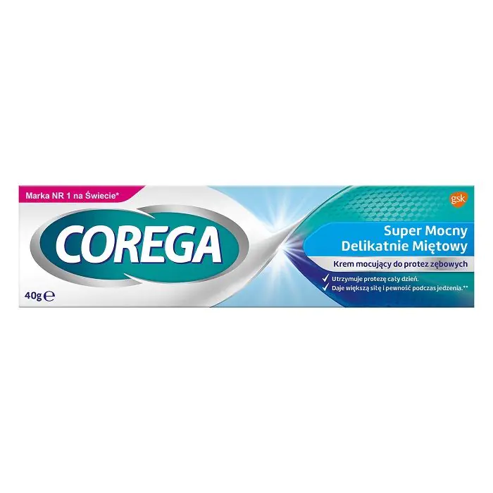 Corega Super Mocny Delikatnie Miętowy, Krem mocujący do protez zębowych