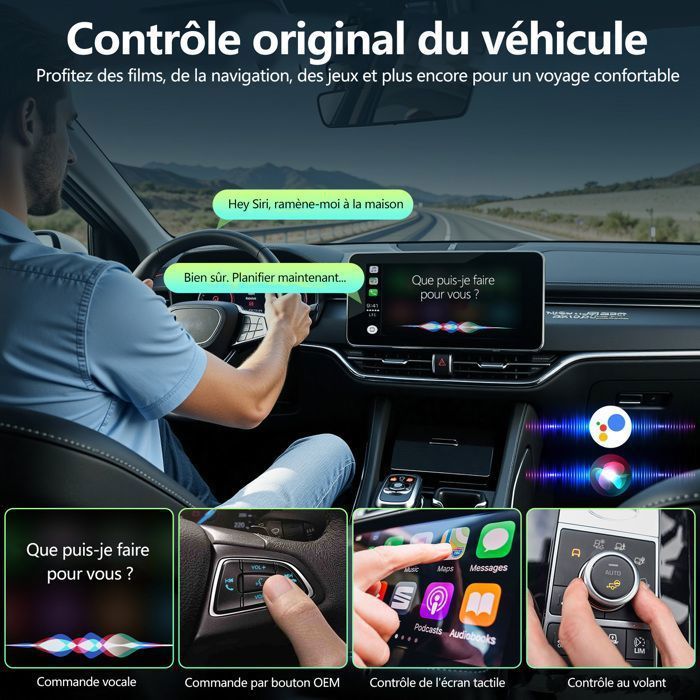 TOGUARD Kabelloser CarPlay-Adapter für kabelgebundenes OEM CarPlay, kompatibel mit Apple CarPlay, iOS 10, Fire TV und HDMI-Multimedia-Spielkonsolen