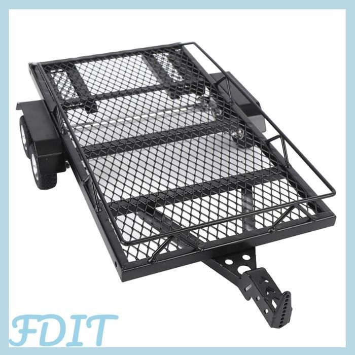 Rimorchio pianale in metallo con gancio, kit rimorchio a piattaforma metallica a due assi per modellismo RC pesante