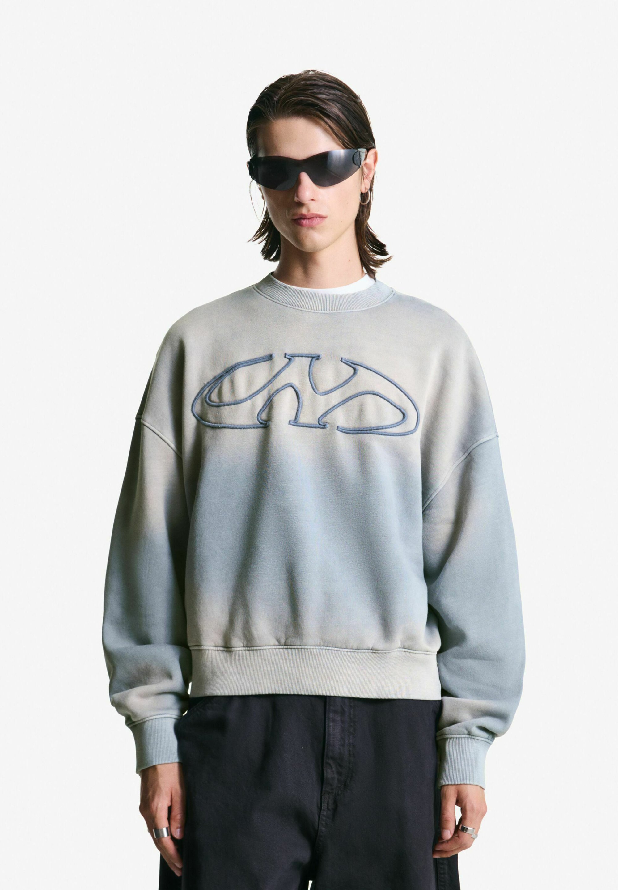 Felpa Bershka FADED-EFFECT - azzurra