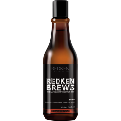 „Redken Brews“ 3 viename šampūnas, kondicionierius ir kūno gelis vyrams, 300 ml