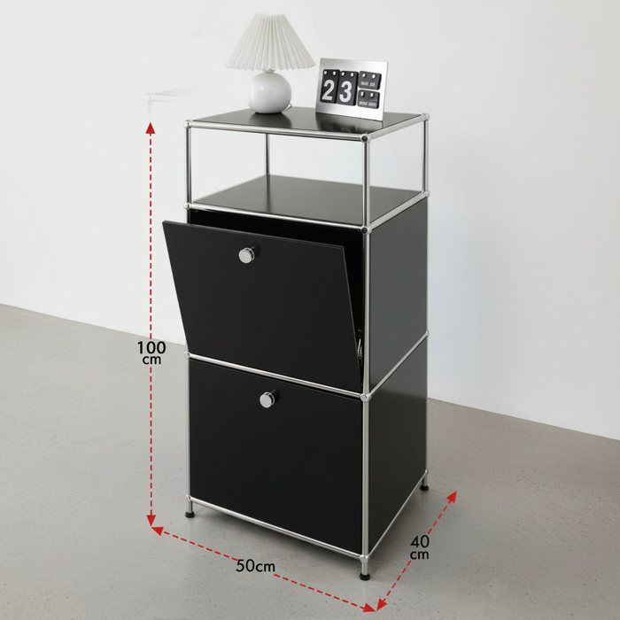Étagère métal chromé design épuré, Concept Epuré MK-120, L50 × P40 × H100 cm, Noir