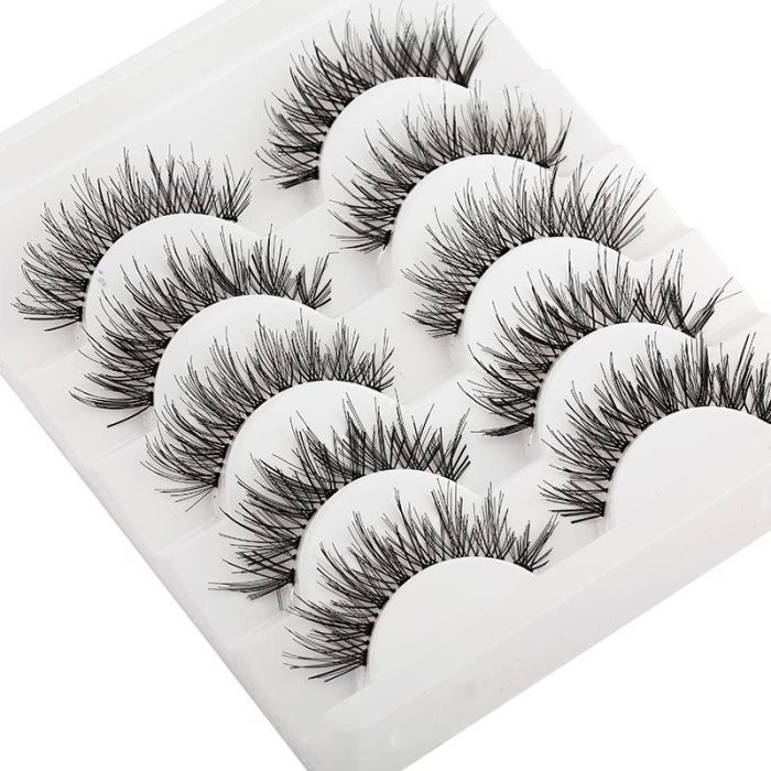 5 pares de pestañas postizas largas cruzadas 3D de pelo sintético tipo visón, suaves y esponjosas, con volumen y grosor. Herramientas de extensión de maquillaje de ojos suaves hechas a mano.
