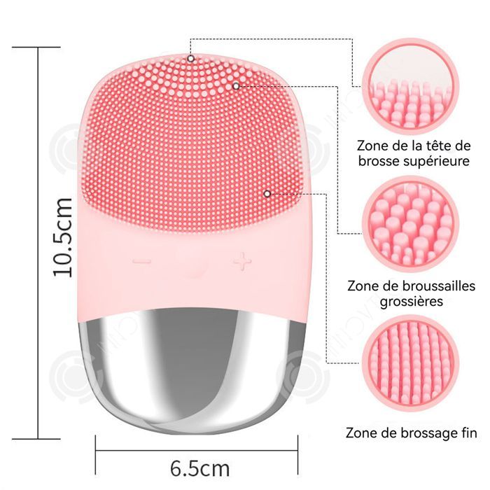 Escova de limpeza facial elétrica INN, quatro velocidades, à prova d'água IPX7, cabeça de escova de três zonas, escova de limpeza facial portátil