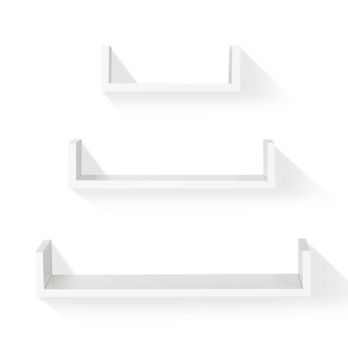 IDMARKET Lot de 3 étagères murales blanches