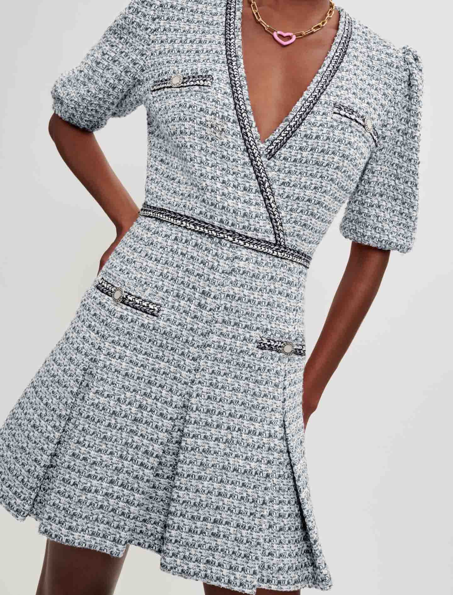 Rochie din tweed - Albastră