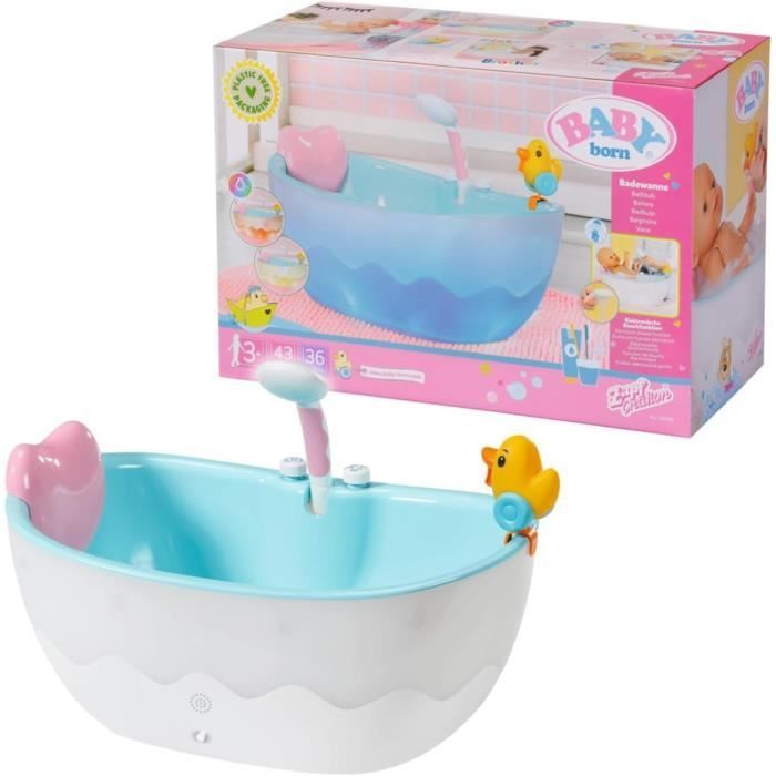 BABY BORN - Baignoire pour poupée - Effets lumineux et sonores - Canard de bain amovible - Dès 3 ans et plus