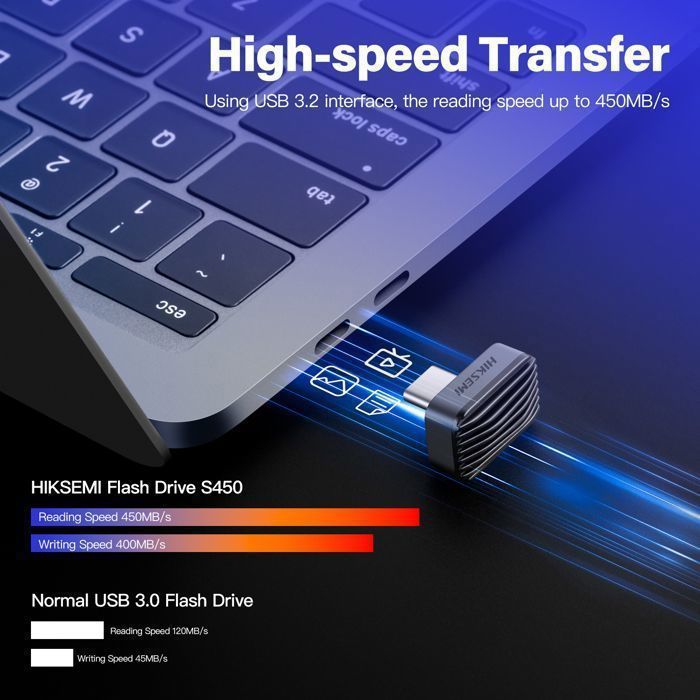 SSD externo HIKSEMI - 512 GB - USB 3.2 Tipo-C - Compatível com iPhone 16/Android/PC