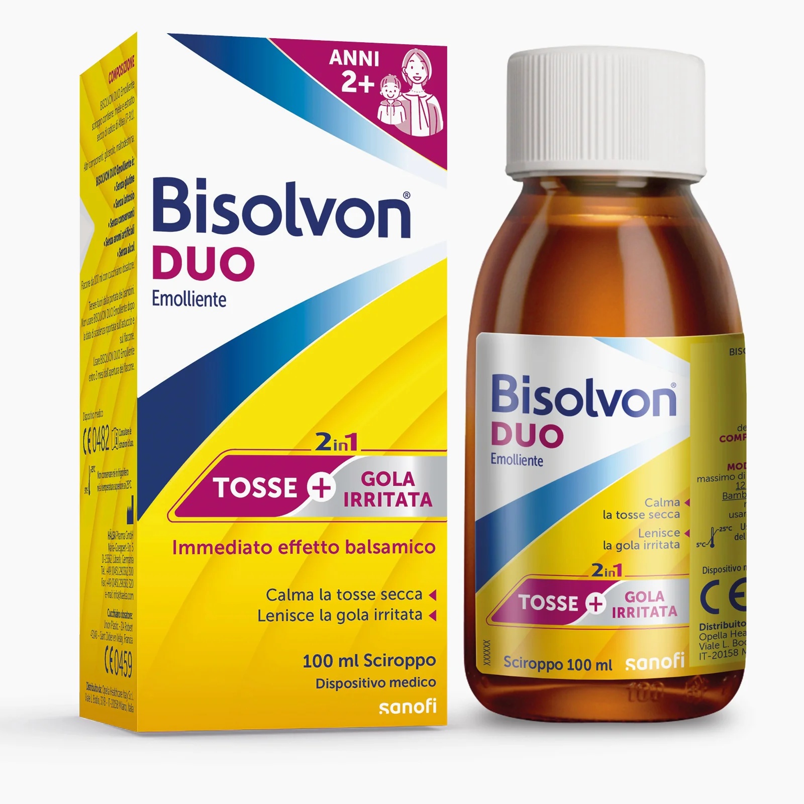 BISOLVON Sirop émollient Bisolvon Duo 100 ml pour la toux et les maux de gorge