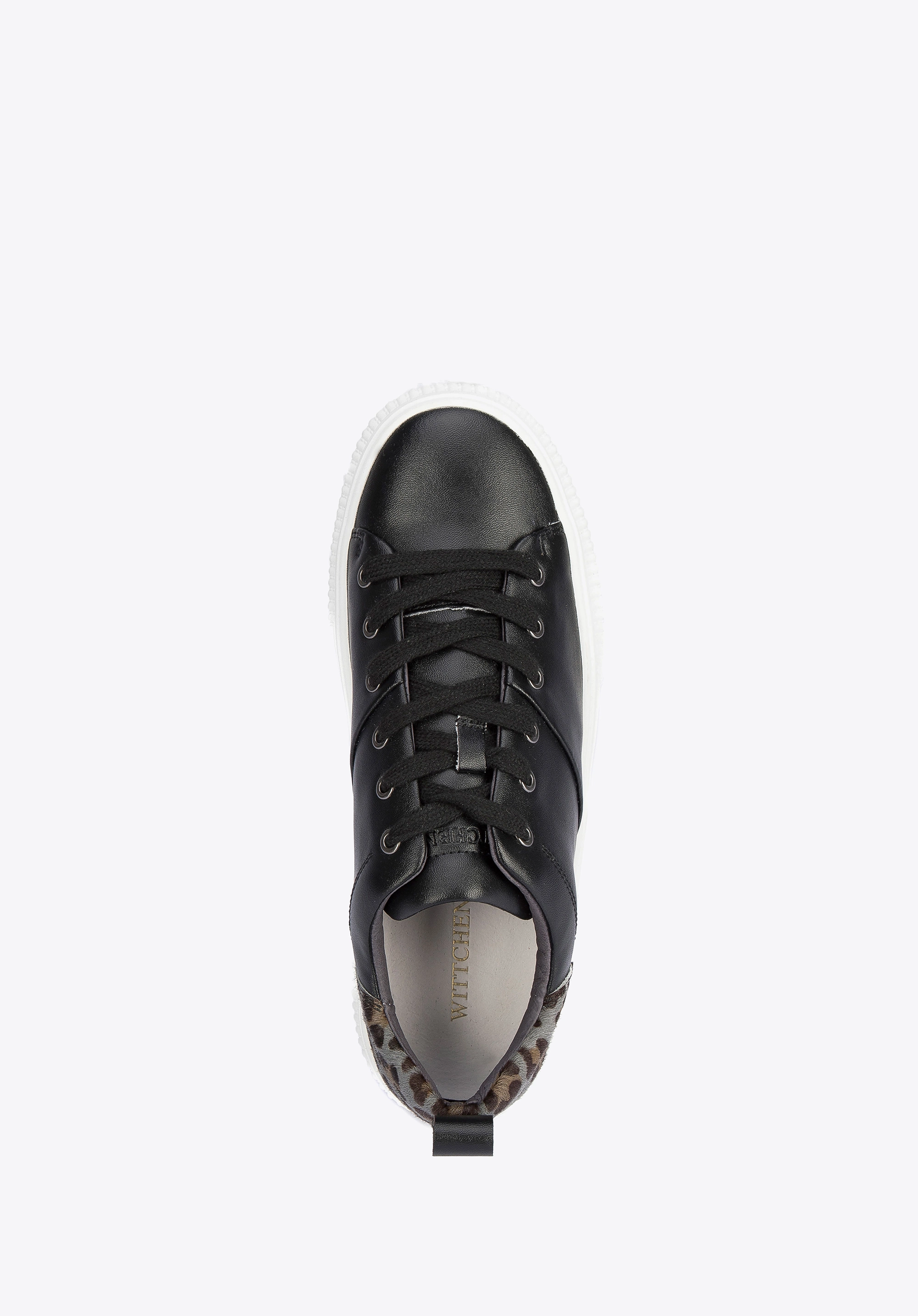 Damskie sneakersy skórzane z wzorem w cętki czarne
