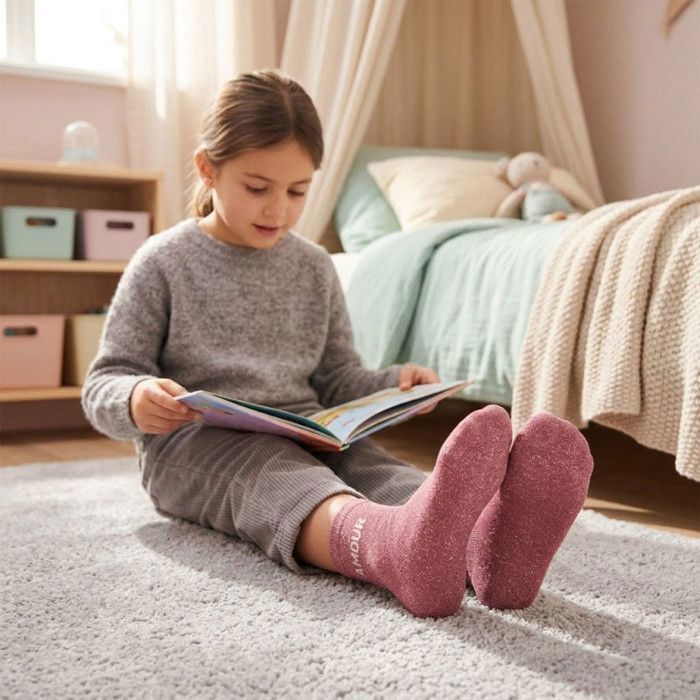 Calcetines de lentejuelas para niñas OZABI con mensaje humorístico 3762 Paquete de 4 pares A
