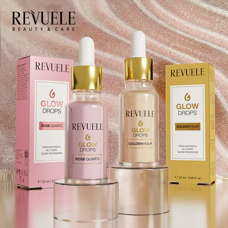 Revuele Glow Drops Rose Quartz rozjasňující sérum na tělo a obličej